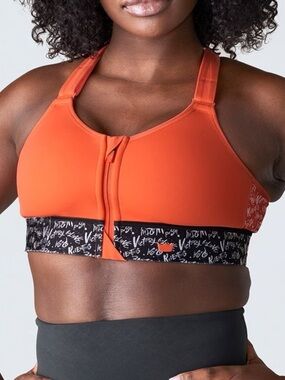 SHEFIT FLEX Orange Crossfit Lifting Victory Graphic Sports Bra XL